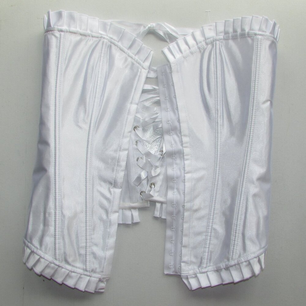 White Satin Ruffled Corset Set - Med - Picture 10 of 14